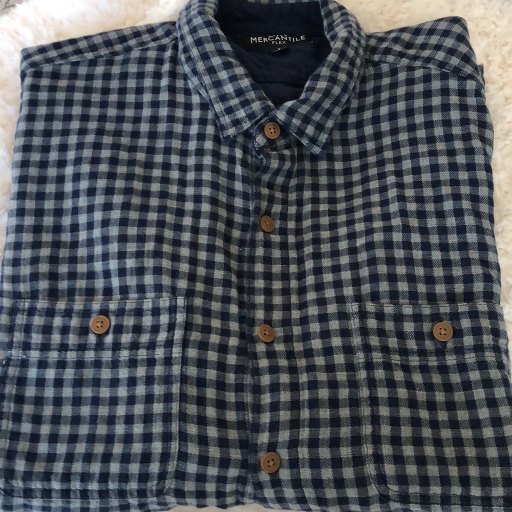 J Crew Mercantile Flex blue gray button down shirt